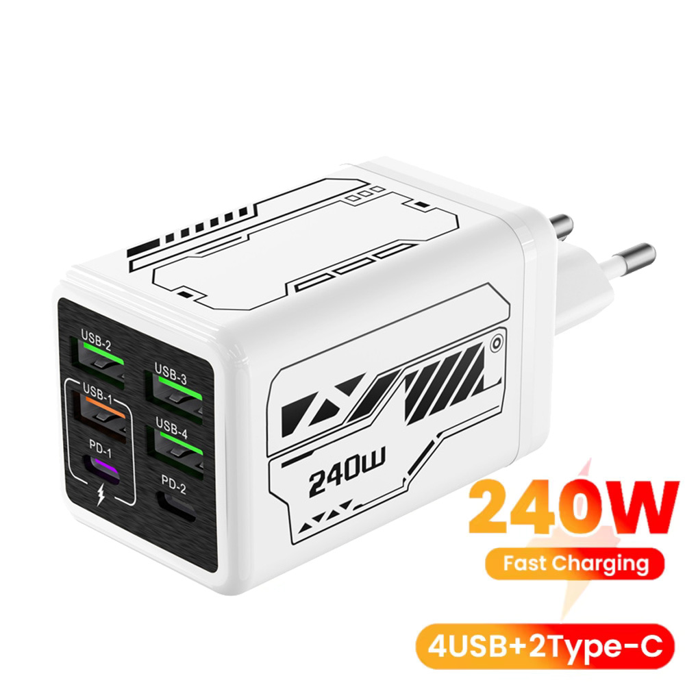 Eyelash Extension Uk - 240W 6-poorts USB C snellader PD