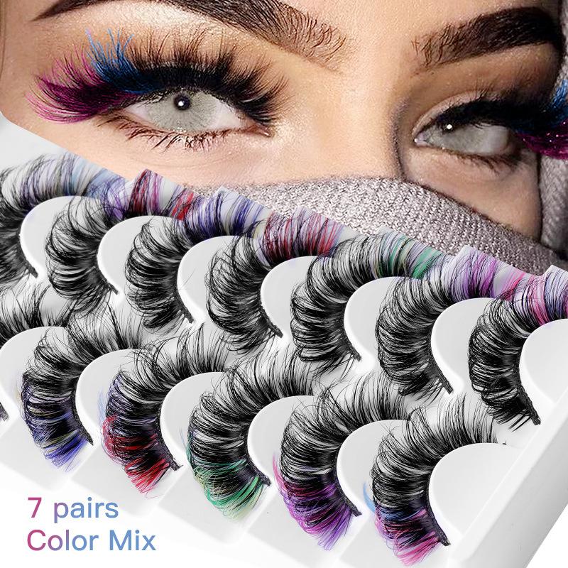 Eyelash Extension Volume - 7 Paar Kleurrijke Nepwimpers 3D Mink