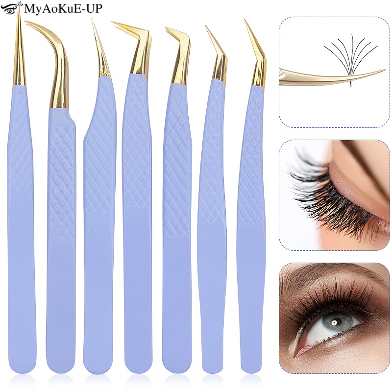 Refill Eyelash Extension - Paars Rvs Wimper Extension Pincet Wenkbrauw