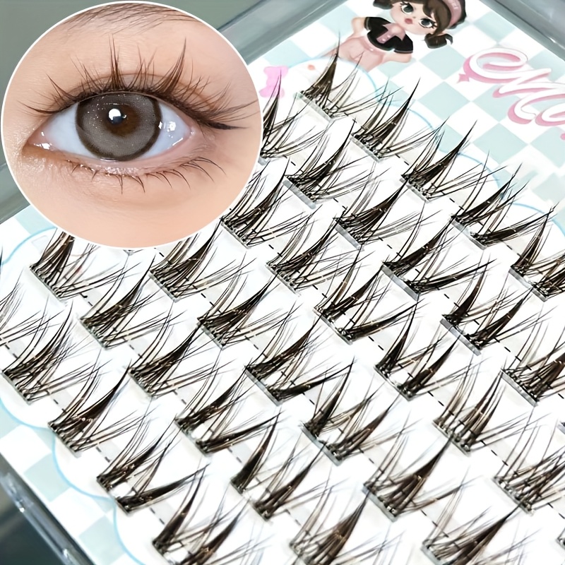 Eyelash Extension Natural - Mixiaohe Lichtbruine Lijmvrije Cluster Wimperextensions 48