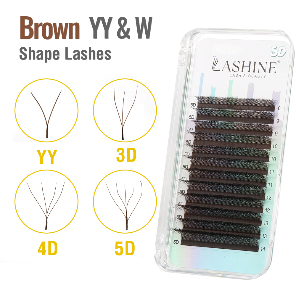 Eyelash Extension Yy - LASHINE Bruine YY/3D/4D/5D W-vormige voorgemaakte wimperextensions