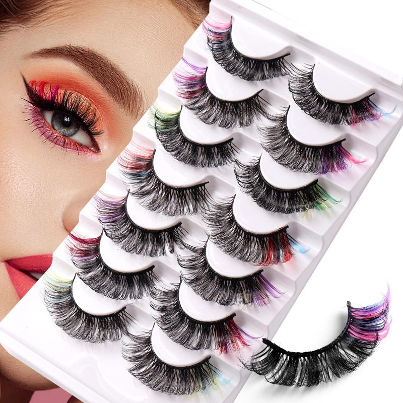 7 Paar Kleurrijke Nepwimpers 3 - Eyelash Extension Volume recensie en prijs