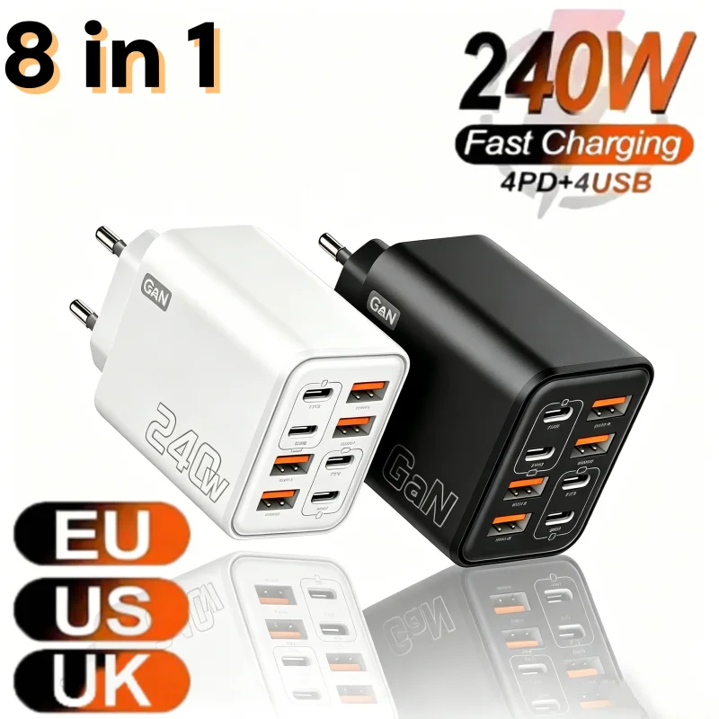 8-in-1 240W GaN USB-C oplader, - Eyelash Extension Uk recensie en prijs