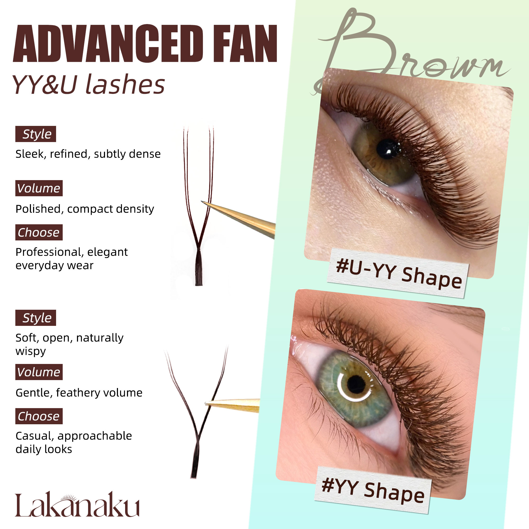 LAKANAKU Donkerbruine U-vormig - Eyelash Extension Yy recensie en prijs